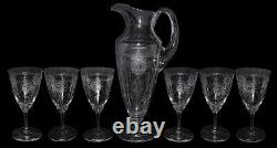 Heisey Pied Piper #439 Tankard Jug and 6 Water Goblets