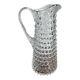 Hobnail Glass Water Pitcher Clear Tall Jug Pitcher Vertical Lined Applied Handle