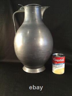 Huge Antique Pewter Water Wine Ale Beer Pitcher Or Jug Or Flagon