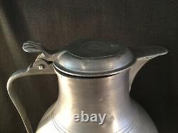 Huge Antique Pewter Water Wine Ale Beer Pitcher Or Jug Or Flagon