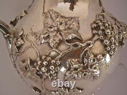 Huge Art Nouveau Figural Sterling Hand Chased Grapevine Water Pitcher Shreve Sf