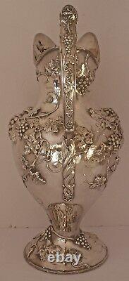 Huge Art Nouveau Figural Sterling Hand Chased Grapevine Water Pitcher Shreve Sf