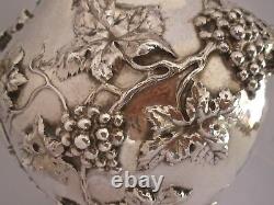 Huge Art Nouveau Figural Sterling Hand Chased Grapevine Water Pitcher Shreve Sf