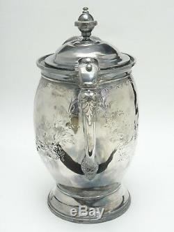 IMPRESSIVE c. 1868 ORNATE MERIDEN BRITANNIA CO. CERAMIC LINER ICE WATER PITCHER