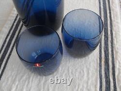 Iittala Blue Pitcher mid-century Finland/ 2 water glasses