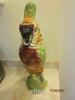 Impressive 18 Antique French Majolica pottery Parrot Bird water jug pitcher