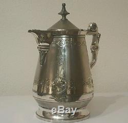 Impressive 1868 Ornate Meriden Britannia Co. Silver Plate Water Pitcher