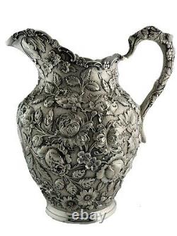 Incredible Sterling A. G. SCHULTZ & CO Water Pitcher REPOUSSE chased florals