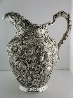 Incredible Sterling A. G. SCHULTZ & CO Water Pitcher REPOUSSE chased florals