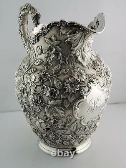 Incredible Sterling A. G. SCHULTZ & CO Water Pitcher REPOUSSE chased florals