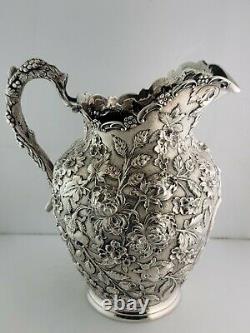 Incredible Sterling A. G. SCHULTZ & CO Water Pitcher REPOUSSE chased florals