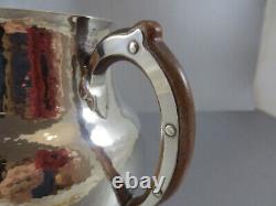 Interesting American Sterling Water Pitcher Jug. Arts & Crafts. Wood Handle