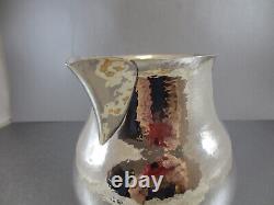 Interesting American Sterling Water Pitcher Jug. Arts & Crafts. Wood Handle