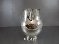 Interesting American Sterling Water Pitcher Jug. Arts & Crafts. Wood Handle