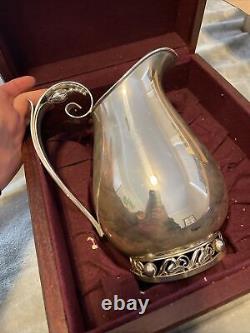 International LA PAGLIA Sterling Silver WATER PITCHER, with Wooden Case