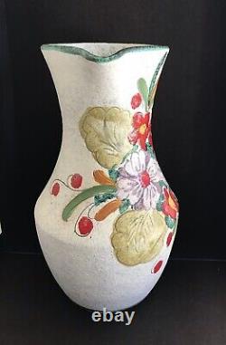 Italian Pottery Ceramic Hand Made & Painted Water Pitcher Ewer Jug Decorative