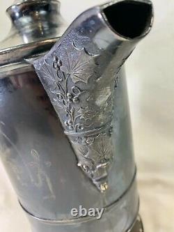 JAS. STIMPSON Silver Plate Ice Water Pitcher Ceramic Liner 1868 Victorian 499