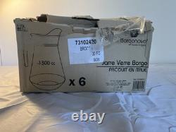 Jarre Verre Borgo Glass Pitcher 1300cc (1.3L) Water Jug Lot of 48 New in Box