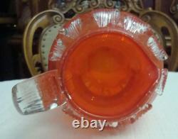 Jug Glass Vintage Gallon Water Home Colored Hand Pitcher Drink Etched Large 1960