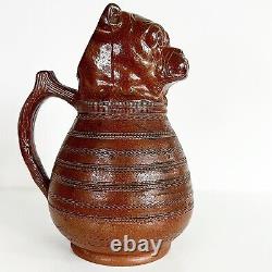 Jug IN Water Stoneware With Tête De Bulldog Type Absinthe Marked Rdimm Dog