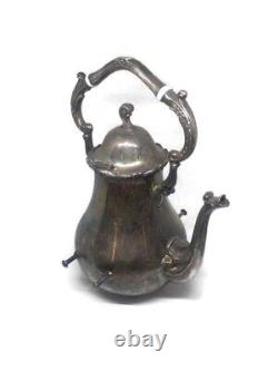 Jug Of Metal Vintage Pitcher Kettle Water Handle Silver Plated Unique Decorative