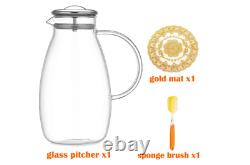 Juice Glass Pitcher Lid Hot Cold Water Jug Ice Beverage Iced Tea Stovetop Safe