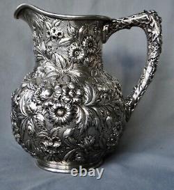 Kirk Repousse Sterling Silver Water Pitcher 28.3 Oz 8 1/2 Hand Wrought