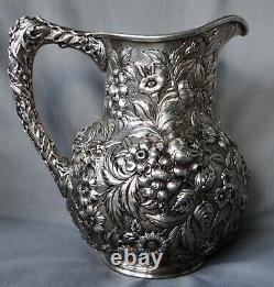 Kirk Repousse Sterling Silver Water Pitcher 28.3 Oz 8 1/2 Hand Wrought