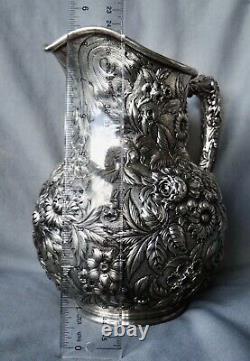 Kirk Repousse Sterling Silver Water Pitcher 28.3 Oz 8 1/2 Hand Wrought