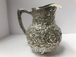 Kirk Repousse sterling silver water pitcher. 27 troy ounces. 1880-1890