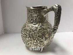 Kirk Repousse sterling silver water pitcher. 27 troy ounces. 1880-1890