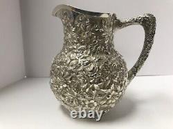 Kirk Repousse sterling silver water pitcher. 27 troy ounces. 1880-1890