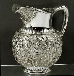 Kirk Sterling Water Pitcher c1930 HAND DECORATED
