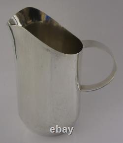 LARGE 498g STERLING SILVER WATER COCKTAIL BAR JUG 1960 MODERNIST RETRO HAND MADE