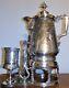 Large Antique Victorian Egyptian Revival Silver Plate Tilting Water Pitcher +cup