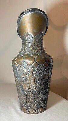 LARGE antique 1800s tooled copper Middle Eastern water pitcher metalware pot jug