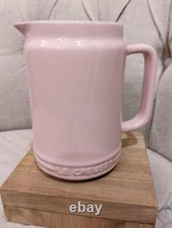 LE CREUSET Sauce Jar Water Pitcher Baby Pink Jug Stoneware Vase Cutlery Used