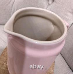 LE CREUSET Sauce Jar Water Pitcher Baby Pink Jug Stoneware Vase Cutlery Used