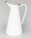 Large 17.5 Antique French White Enamelware Water Pitcher Jug Farmhouse Country