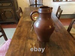 Large 19th Century Stoneware Water Pitcher Jug Vase Glazed Huge Well