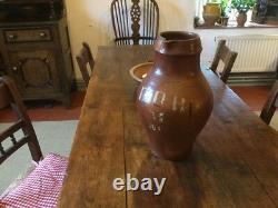 Large 19th Century Stoneware Water Pitcher Jug Vase Glazed Huge Well