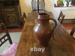 Large 19th Century Stoneware Water Pitcher Jug Vase Glazed Huge Well