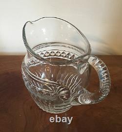 Large Antique Anglo Irish Cut Glass Crystal Water Pitcher Milk Jug