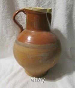 Large Antique French Terracotta Water Pitcher Earthenware Jug