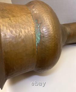 Large Antique Middle Eastern Turkish Hammered Copper Water Jug 18 + inches tall