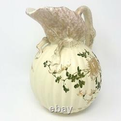 Large Antique Victorian Hand Painted Swan Porcelain Water Jug Gold Gilt c1850