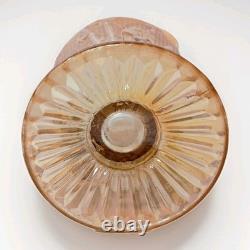 Large Art Deco Carnival Iridescent Pressed Glass Jug Pitcher 22 cm Floral Water