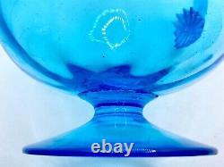Large Hand Blown Glass Pitcher, Turquoise Blue, Mid Century, Water Pitcher, GLOW