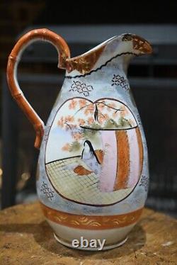 Large Japanese Kutani Water Jug / Pitcher