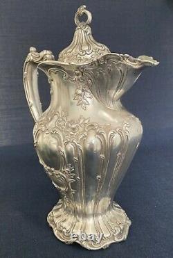 Large Lidded Gorham Sterling Silver Chantilly Water Pitcher 1906